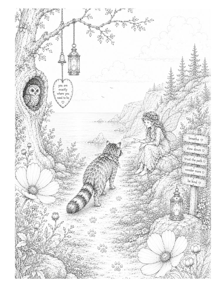 Safe to Wander: A Coastal Coloring Journey sample page